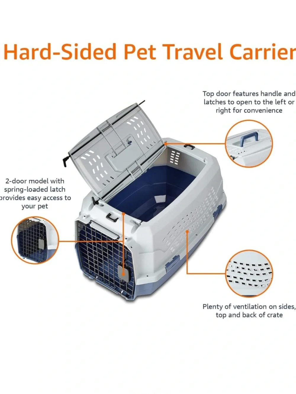 Portable Pet Carrier in White and Light Blue